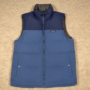 Patagonia Bivy Puffer Vest Reversible Mens Medium Glass Blue Gray Full Zip 27587